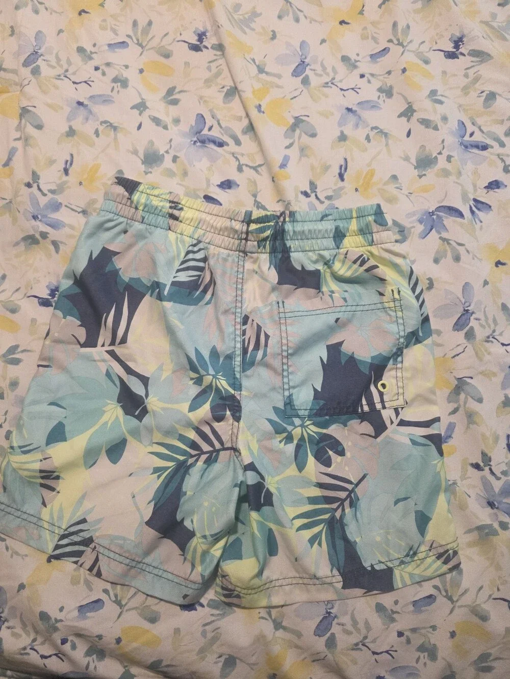 Old Navy Boy's Tropical Swim Trunks Mesh Lined Elastic Waist Drawstring L 10-12